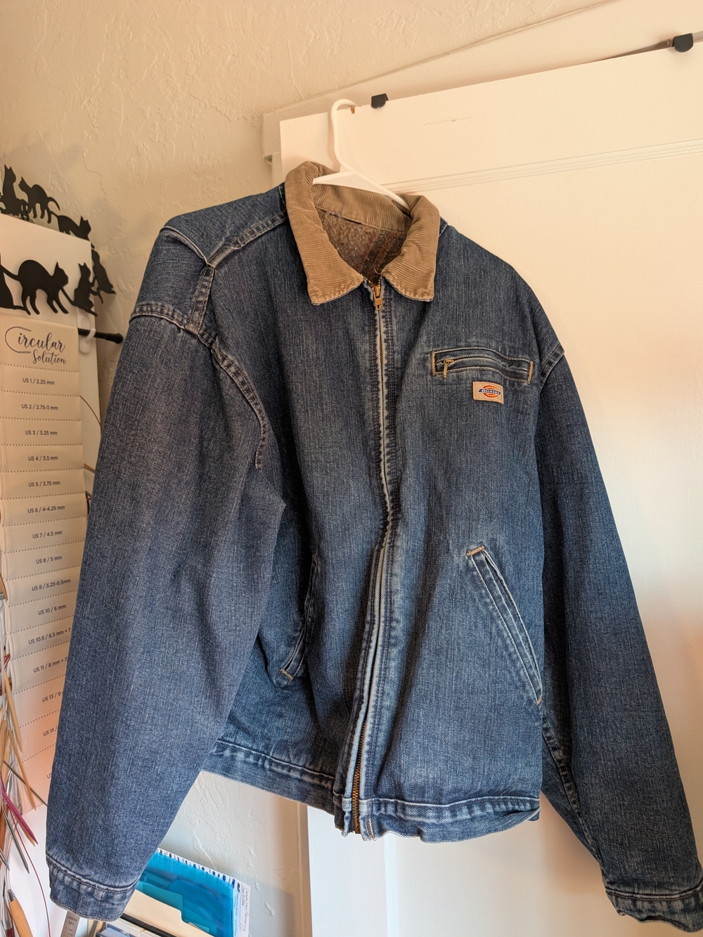 Dickies Blue Denim Jacket with Tan Corduroy Collar